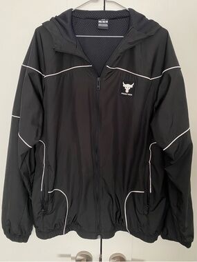 Under Armour Project Rock Brahma Lined Jacket Oversized Medium Unisex Black